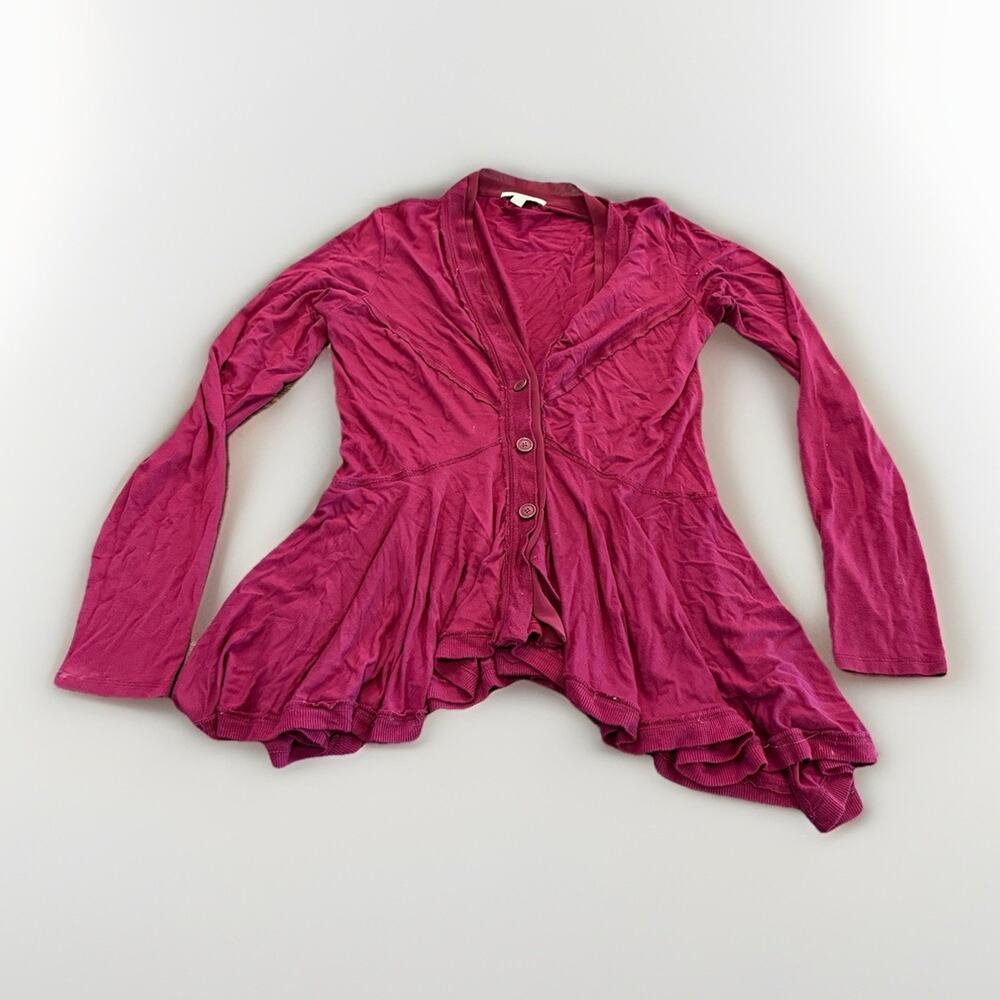 Bordeaux Womens Maroon Anthropologie Cardigan Button Up Long Sleeve Size XS